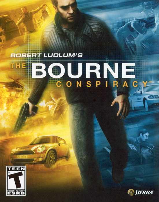 The front cover box art for the game, Robert Ludlum's The Bourne Conspiracy.